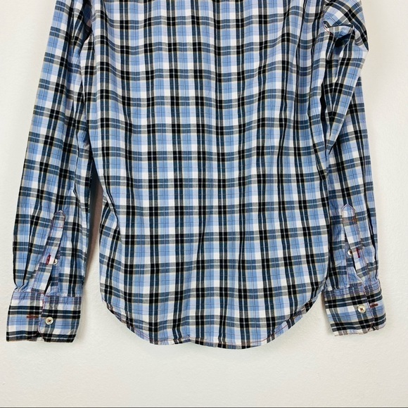NAPAPIJRI Men’s Plaid Print Blue Black Button Down Shirt Small - Picture 13 of 16